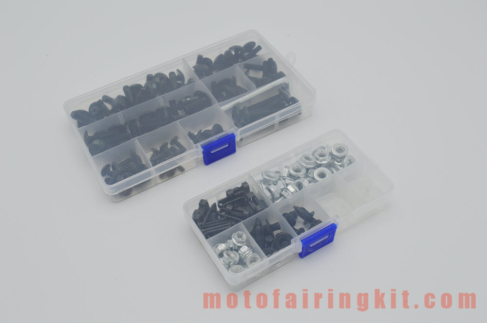 Kit de tornillos y tuercas para carenado de motocicletas, arandelas y clips de sujeción, color negro y plateado