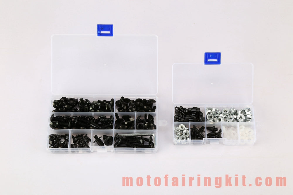 Kit de tornillos y tuercas para carenado de motocicletas, arandelas y clips de sujeción, color negro y plateado