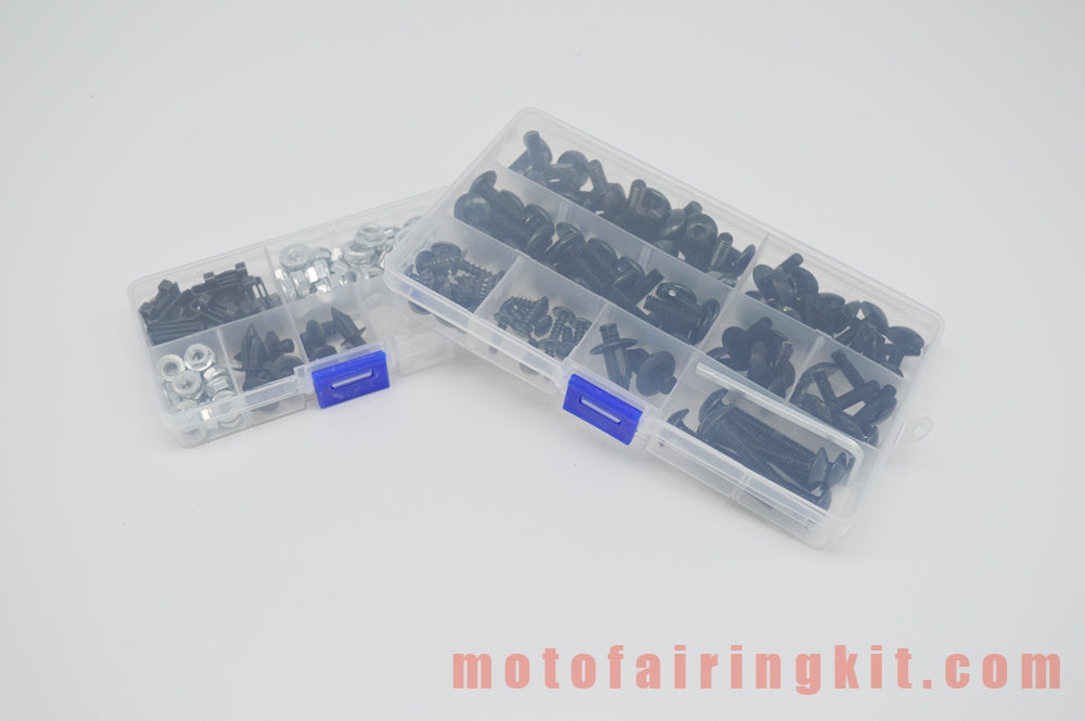 Kit de tornillos y tuercas para carenado de motocicletas, arandelas y clips de sujeción, color negro y plateado