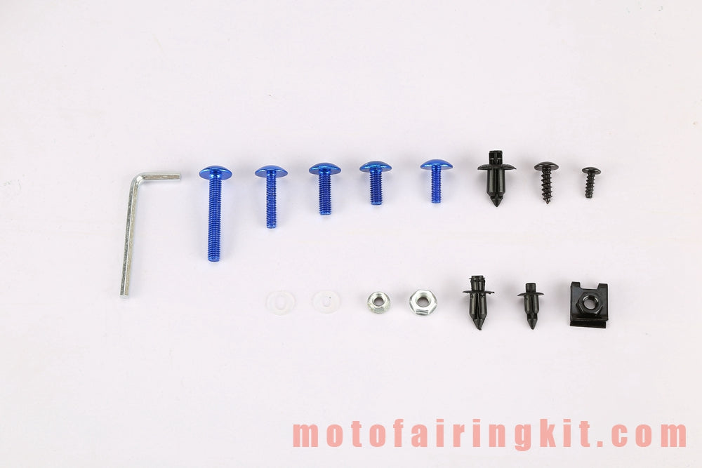 Generic Motorcycle Screw Fairing Bolts Nuts Washer Kit Fastener Clips Blue Silver