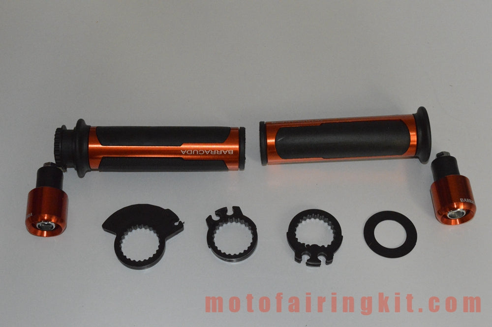 Puños de manillar de goma de aluminio de 7/8 pulgadas para motocicletas genéricas con tapones para extremos de barra para manillares con un diámetro interior de 22 mm (7/8 ") (naranja y negro)