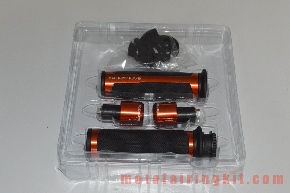 Puños de manillar de goma de aluminio de 7/8 pulgadas para motocicletas genéricas con tapones para extremos de barra para manillares con un diámetro interior de 22 mm (7/8 ") (naranja y negro)