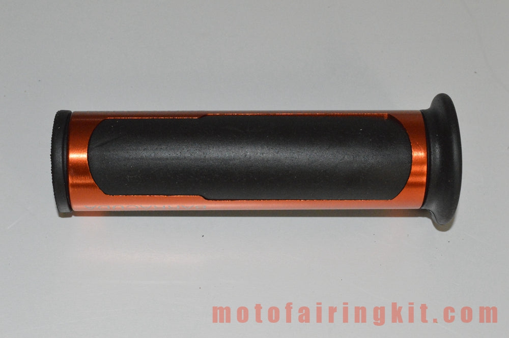 Puños de manillar de goma de aluminio de 7/8 pulgadas para motocicletas genéricas con tapones para extremos de barra para manillares con un diámetro interior de 22 mm (7/8 ") (naranja y negro)