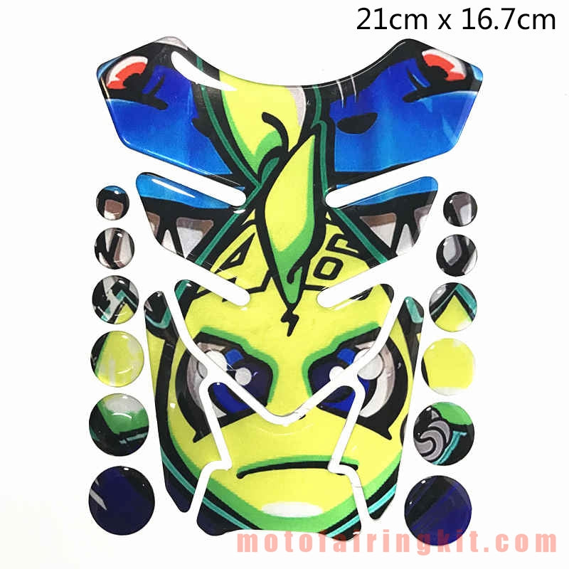 Motorcycle 3D Gas Tank Sticker Self-Adhesive Strong Stickiness Waterproof Protector Decal Pad Green
