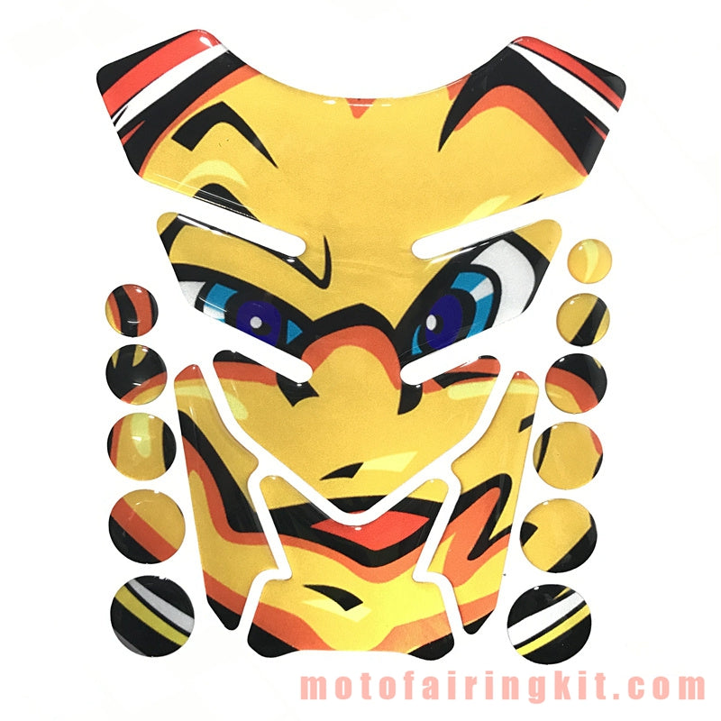 Motorcycle 3D Gas Tank Sticker Self-Adhesive Strong Stickiness Waterproof Protector Decal Pad Yellow