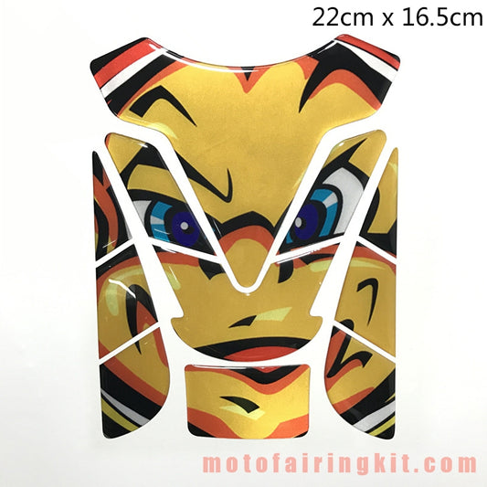 Motorcycle 3D Gas Tank Sticker Self-Adhesive Strong Stickiness Waterproof Protector Decal Pad Yellow