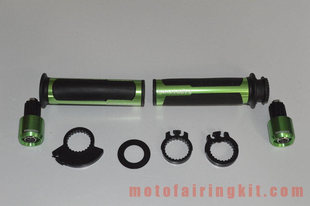 Puños de manillar de goma de aluminio de 7/8 pulgadas para motocicletas genéricas con tapones para extremos de barra para manillares con un diámetro interior de 22 mm (7/8 ") (verde y negro)