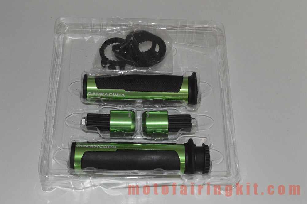 Puños de manillar de goma de aluminio de 7/8 pulgadas para motocicletas genéricas con tapones para extremos de barra para manillares con un diámetro interior de 22 mm (7/8 ") (verde y negro)