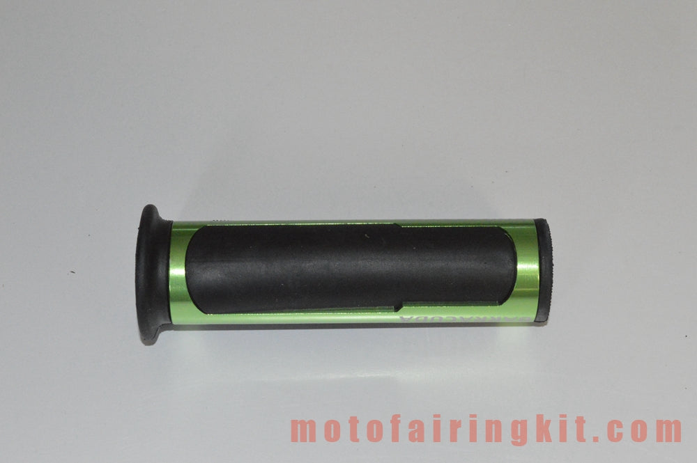 Puños de manillar de goma de aluminio de 7/8 pulgadas para motocicletas genéricas con tapones para extremos de barra para manillares con un diámetro interior de 22 mm (7/8 ") (verde y negro)