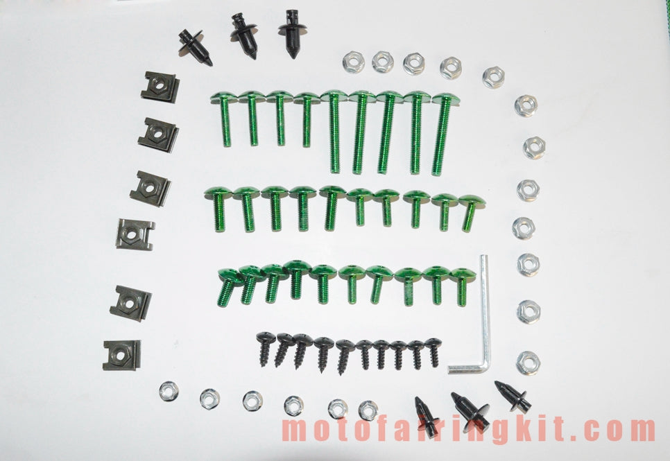 Kit de tornillos, tuercas, arandelas y clips de sujeción para carenado de motocicletas genéricos, color verde