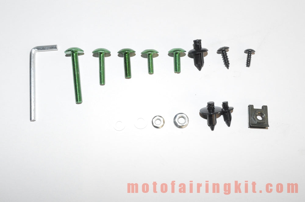 Kit de tornillos, tuercas, arandelas y clips de sujeción para carenado de motocicletas genéricos, color verde