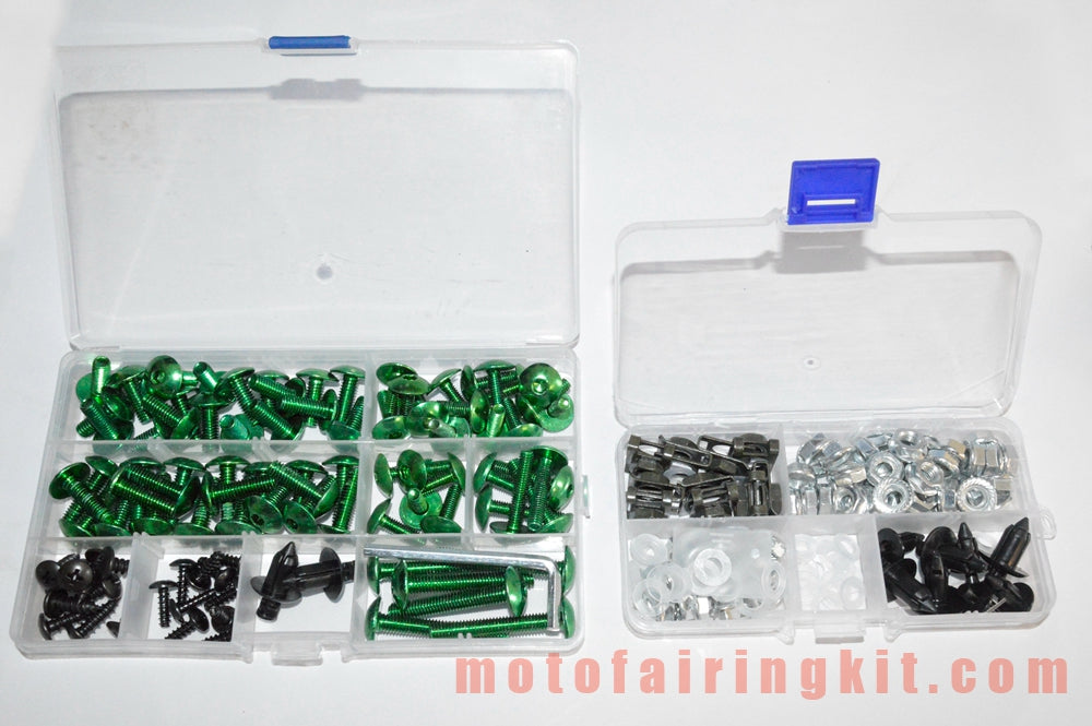 Kit de tornillos, tuercas, arandelas y clips de sujeción para carenado de motocicletas genéricos, color verde