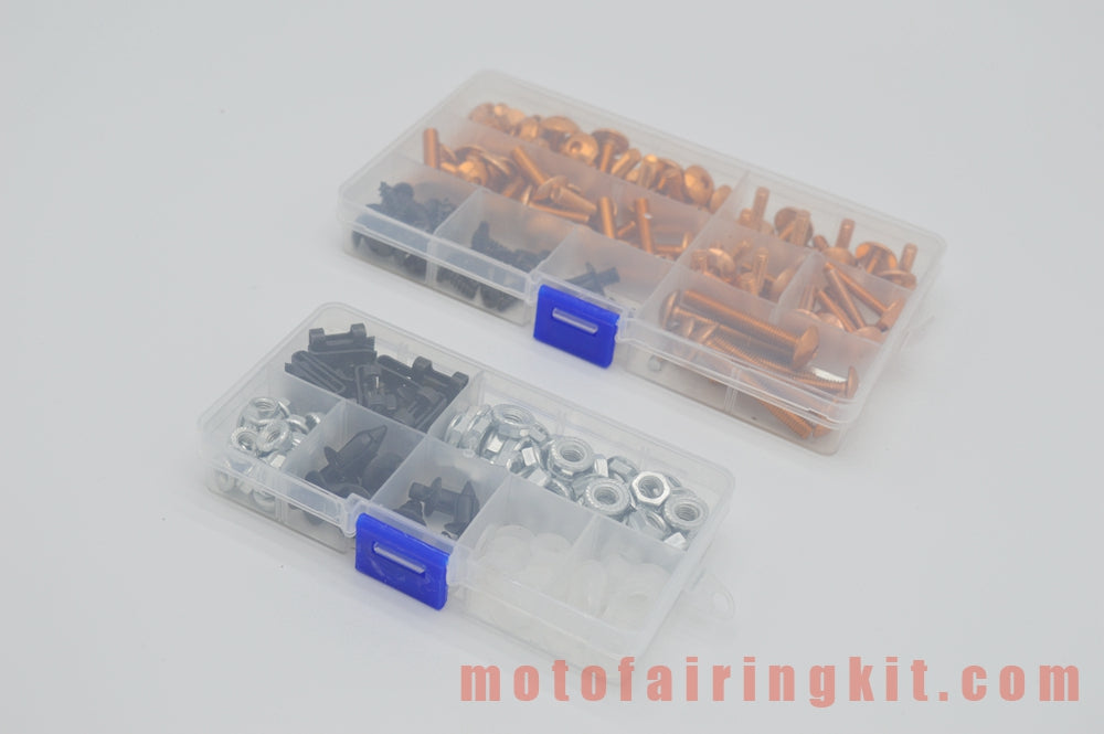 Kit de tornillos y tuercas para carenado de motocicletas genéricos, arandelas, clips de sujeción, color naranja y plateado