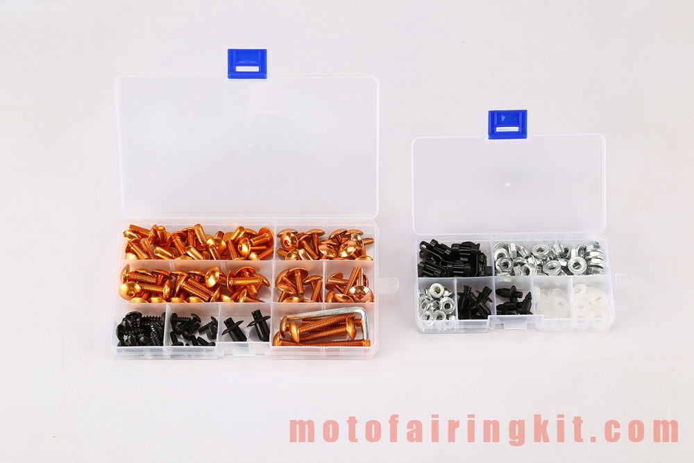 Kit de tornillos y tuercas para carenado de motocicletas genéricos, arandelas, clips de sujeción, color naranja y plateado