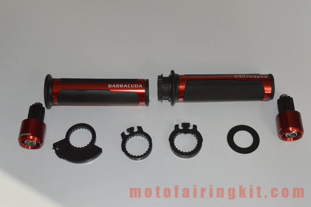 Puños de manillar de goma de aluminio de 7/8 pulgadas para motocicletas genéricas con tapones para extremos de barra para manillares con un diámetro interior de 22 mm (7/8 ") (rojo y negro)