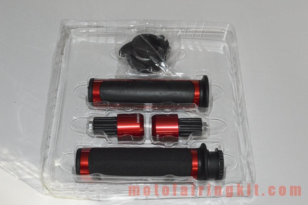 Puños de manillar de goma de aluminio de 7/8 pulgadas para motocicletas genéricas con tapones para extremos de barra para manillares con un diámetro interior de 22 mm (7/8 ") (rojo y negro)