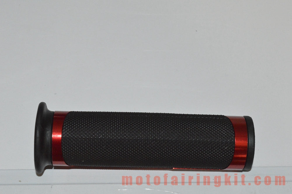 Puños de manillar de goma de aluminio de 7/8 pulgadas para motocicletas genéricas con tapones para extremos de barra para manillares con un diámetro interior de 22 mm (7/8 ") (rojo y negro)