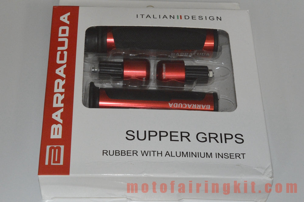 Puños de manillar de goma de aluminio de 7/8 pulgadas para motocicletas genéricas con tapones para extremos de barra para manillares con un diámetro interior de 22 mm (7/8 ") (rojo y negro)