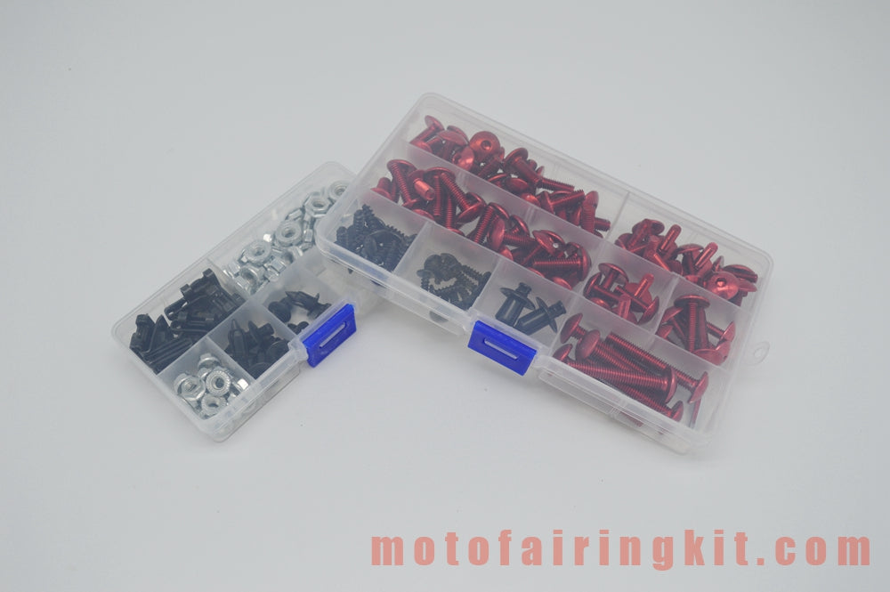 Kit de tornillos y tuercas para carenado de motocicletas genéricos, arandelas y clips de sujeción, color rojo y plateado