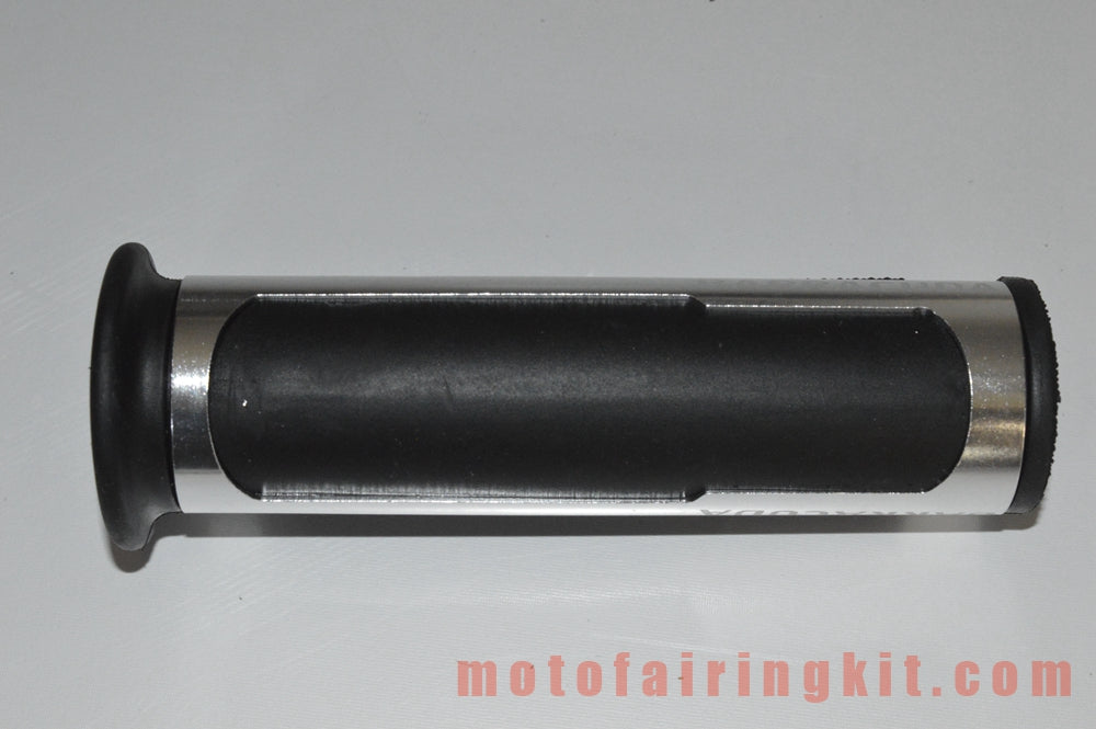 Puños de manillar de goma de aluminio de 7/8 pulgadas para motocicletas genéricas con tapones para extremos de barra para manillares con un diámetro interior de 22 mm (7/8 ") (plateado y negro)