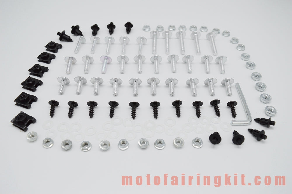 Generic Motorcycle Screw Fairing Bolts Nuts Washer Kit Fastener Clips Silver