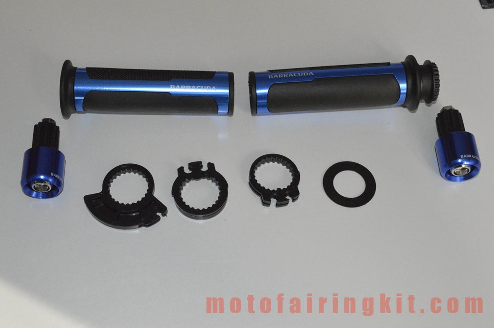 Puños de manillar de goma de aluminio de 7/8 pulgadas para motocicletas genéricas con tapones para extremos de barra para manillares con un diámetro interior de 22 mm (7/8 ") (azul y negro)