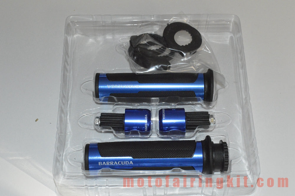 Puños de manillar de goma de aluminio de 7/8 pulgadas para motocicletas genéricas con tapones para extremos de barra para manillares con un diámetro interior de 22 mm (7/8 ") (azul y negro)