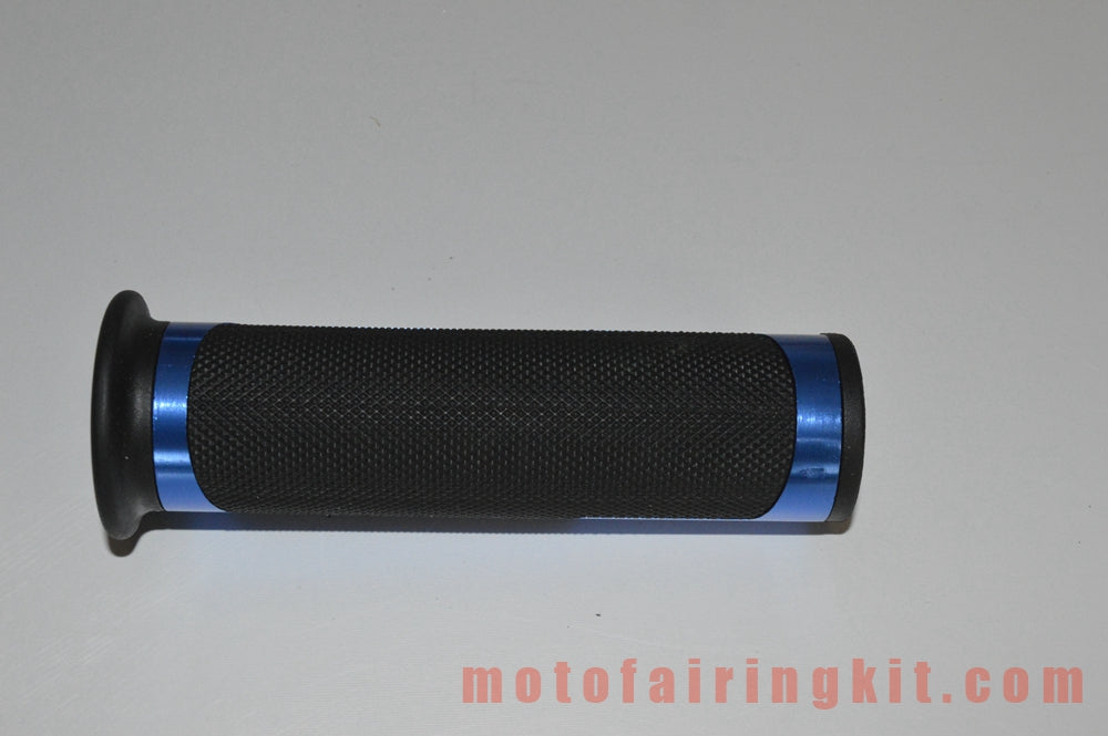 Puños de manillar de goma de aluminio de 7/8 pulgadas para motocicletas genéricas con tapones para extremos de barra para manillares con un diámetro interior de 22 mm (7/8 ") (azul y negro)