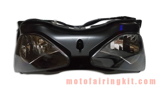 Conjunto de faros delanteros de motocicleta para ZX6R ZX-6R 636 2003 2004 03 04 Kit de conjunto de faros delanteros (negro)