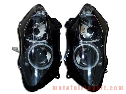 Conjunto de faros delanteros para motocicleta YZF1000 R1 2007 2008 YZF 1000 R1 07 08 Kit de conjunto de faros delanteros (negro)