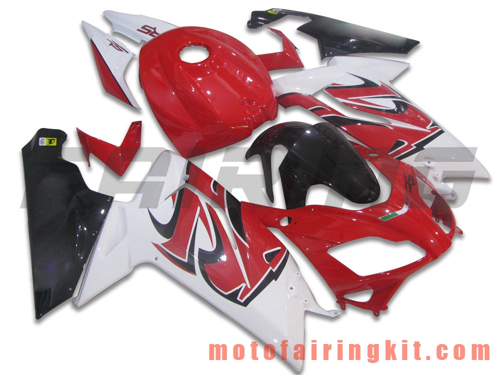 Fairing Kits Fit for RS4 125 50 2006 2007 2008 2009 2010 2011 Plastic ABS Injection Mold Complete Motorcycle Body Aftermarket Bodywork Frame (Red & White) B002