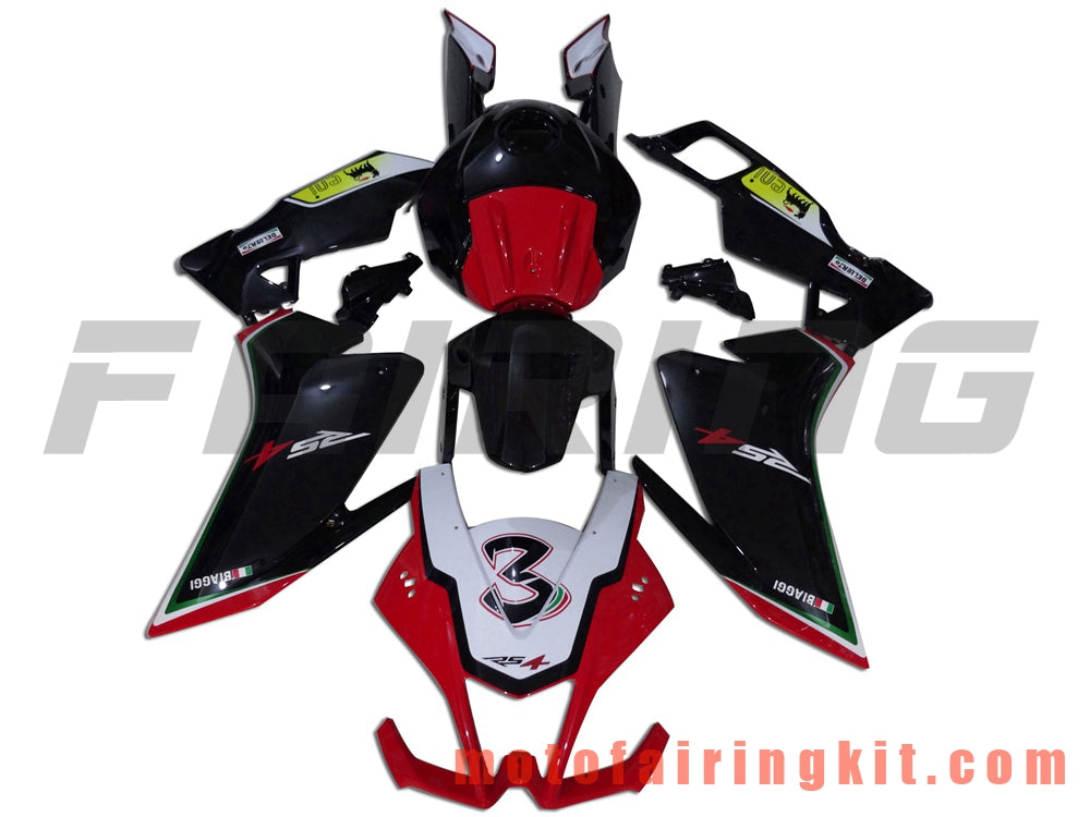 Fairing Kits Fit for RS4 125 50 2012 2013 2014 2015 RS 4 125 12 13 14 15 Plastic ABS Injection Mold Complete Motorcycle Body Aftermarket Bodywork Frame (Black & Red) B001