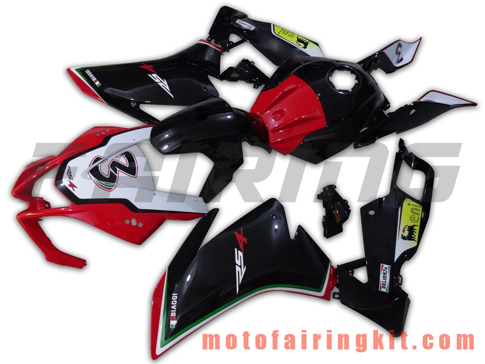 Kits de carenado aptos para RS4 125 50 2012 2013 2014 2015 RS 4 125 12 13 14 15 Molde de inyección de plástico ABS Carrocería completa para motocicleta Carrocería del mercado de accesorios Marco (negro y rojo) B001