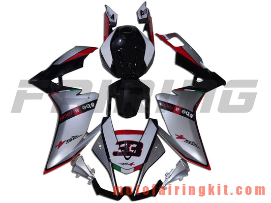 Fairing Kits Fit for RS4 125 50 2012 2013 2014 2015 RS 4 125 12 13 14 15 Plastic ABS Injection Mold Complete Motorcycle Body Aftermarket Bodywork Frame (Silver & Black) B003