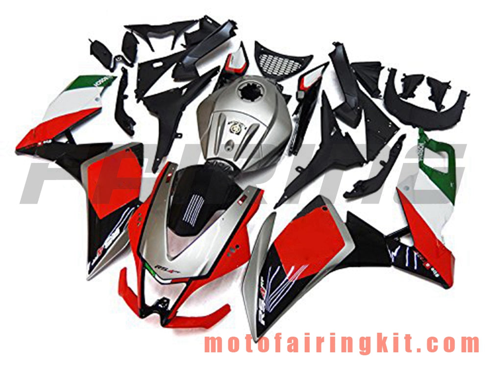 Kits de carenado aptos para RS4 125 50 2012 2013 2014 2015 RS 4 125 12 13 14 15 Molde de inyección de plástico ABS Carrocería completa para motocicleta Carrocería del mercado de accesorios Marco (plata y rojo) B006