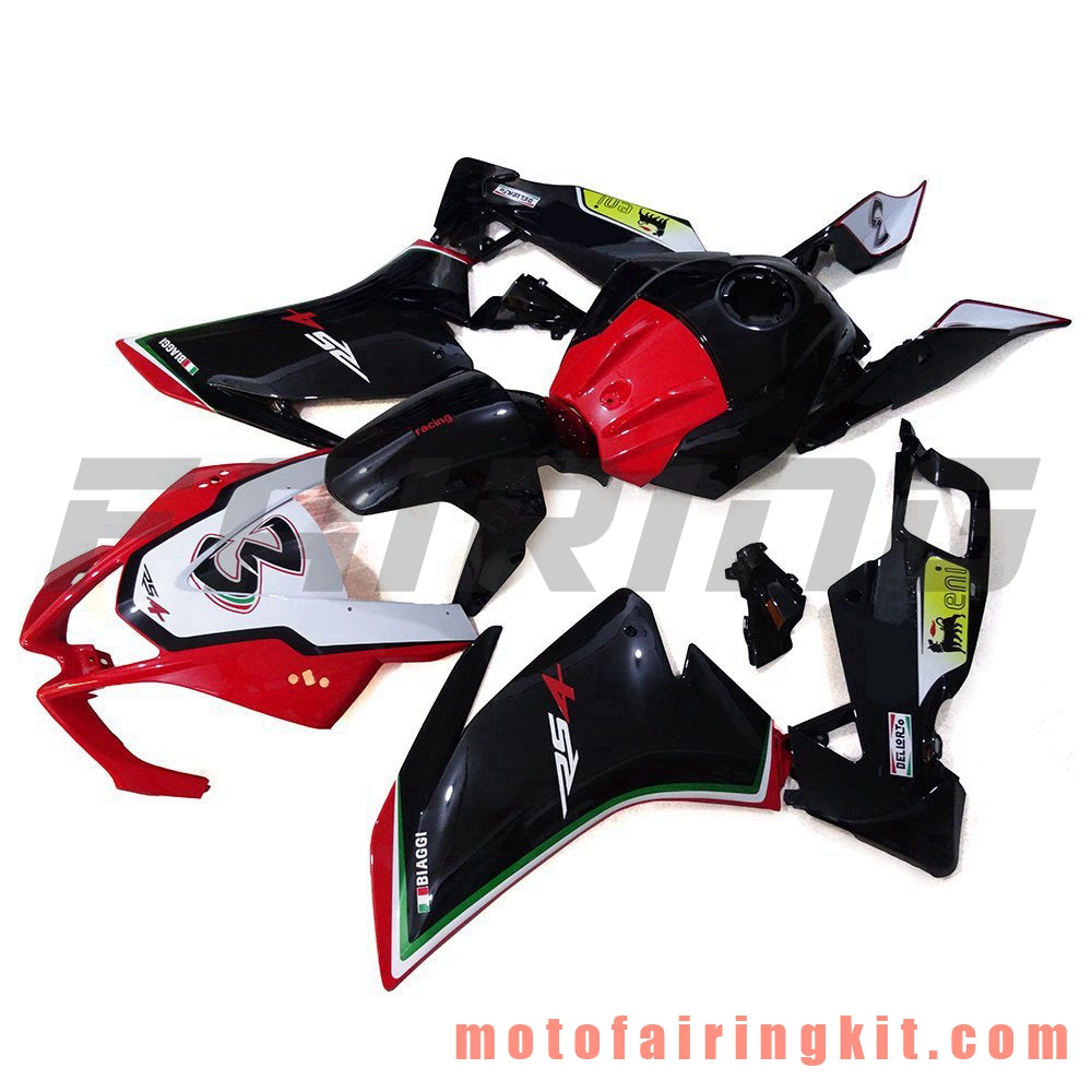 Kits de carenado aptos para RS4 125 50 2012 2013 2014 2015 RS 4 125 12 13 14 15 Molde de inyección de plástico ABS Carrocería completa para motocicleta Carrocería del mercado de accesorios Marco (negro y rojo) B007