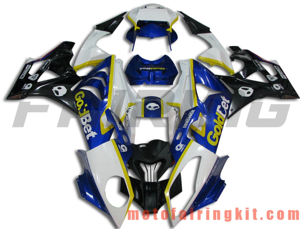 Kits de carenado aptos para S1000RR 2009 2010 2011 2012 2013 2014 S 1000 RR 09 10 11 12 13 14 Molde de inyección de plástico ABS Carrocería completa para motocicleta Carrocería de posventa Marco (azul y blanco) B002