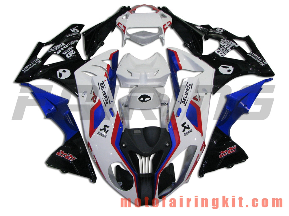 フェアリングキット S1000RR 2009 2010 2011 2012 2013 2014 S 1000 RR 09 10 11 12 13 14 プラスチック ABS 射出成型 完全なオートバイボディ アフターマーケットボディワークフレーム (ブラック &amp; ホワイト) B007