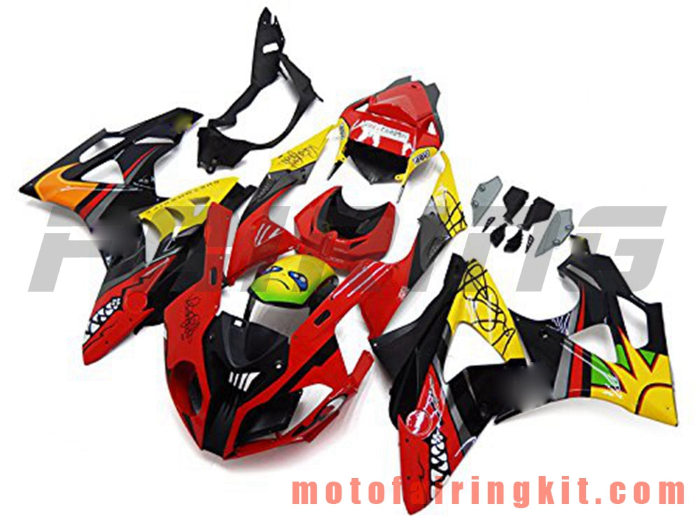 フェアリングキット S1000RR 2009 2010 2011 2012 2013 2014 S 1000 RR 09 10 11 12 13 14 プラスチック ABS 射出成型 完全なオートバイボディ アフターマーケットボディワークフレーム (レッド &amp; イエロー) B008