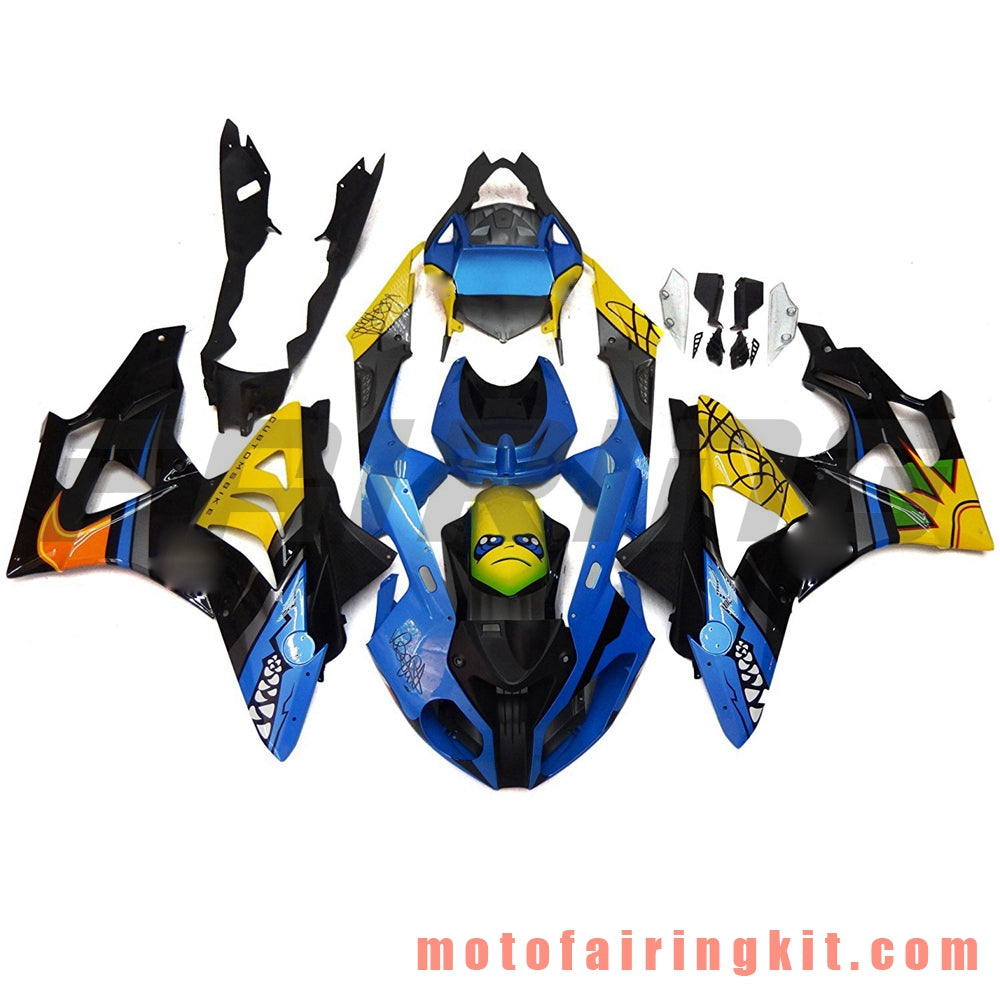 Kits de carenado aptos para S1000RR 2009 2010 2011 2012 2013 2014 S 1000 RR 09 10 11 12 13 14 Molde de inyección de plástico ABS Carrocería completa para motocicleta Carrocería de posventa Marco (azul y amarillo) B020