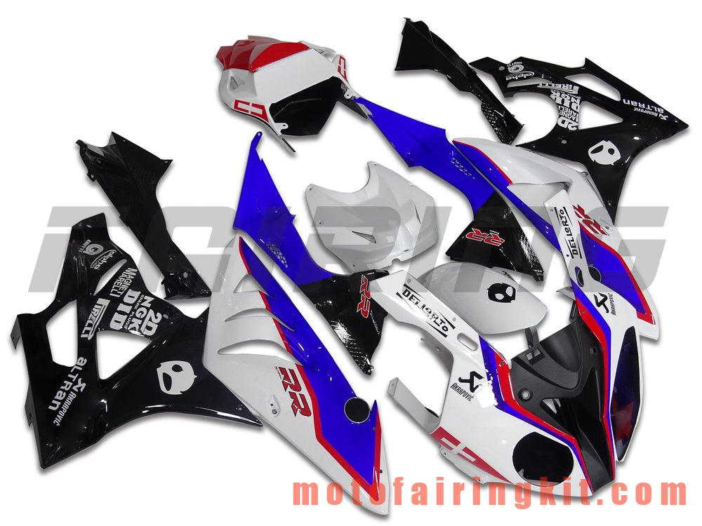 Kits de carenado aptos para S1000RR 2009 2010 2011 2012 2013 2014 S 1000 RR 09 10 11 12 13 14 Molde de inyección de plástico ABS Carrocería completa para motocicleta Carrocería de posventa Marco (blanco y azul) B034