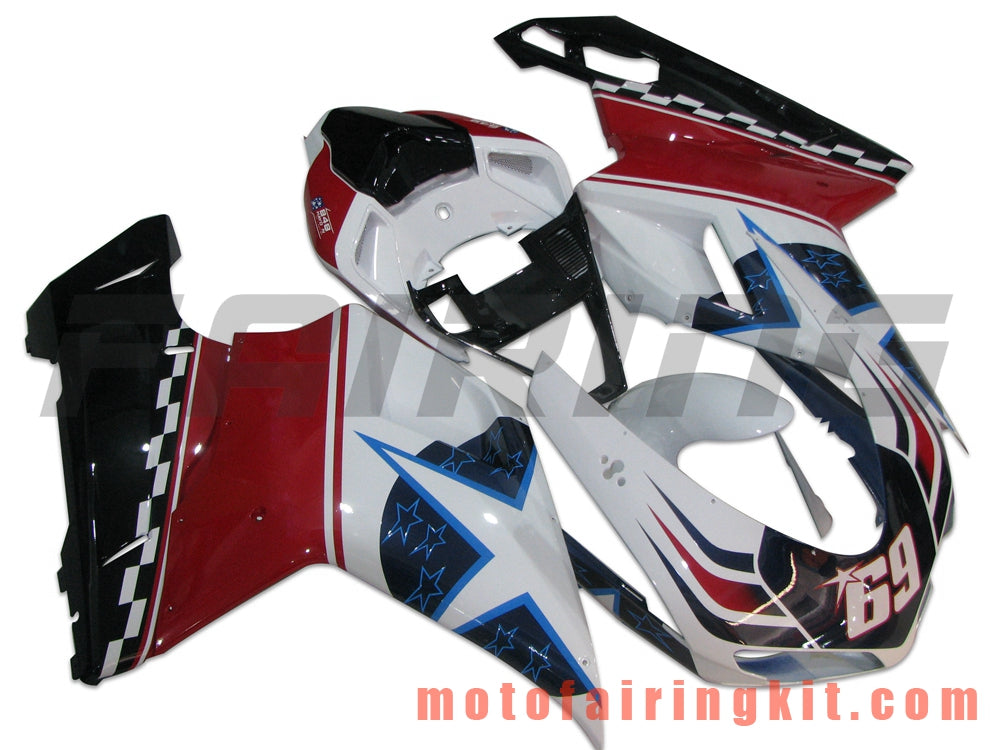 Fairing Kits Fit for 1098 848 1198 2007 2008 2009 2010 2011 2012 Plastic ABS Injection Mold Complete Motorcycle Body Aftermarket Bodywork Frame (Red & White) B001