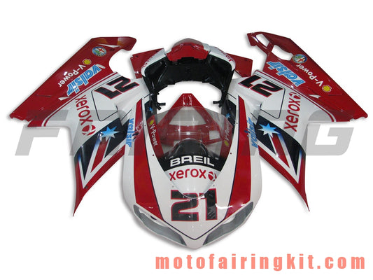 Fairing Kits Fit for 1098 848 1198 2007 2008 2009 2010 2011 2012 Plastic ABS Injection Mold Complete Motorcycle Body Aftermarket Bodywork Frame (Red & White) B004