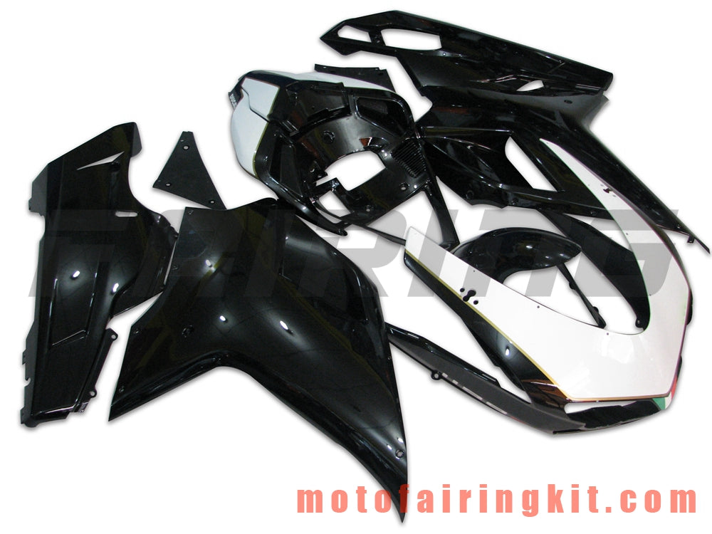 Fairing Kits Fit for 1098 848 1198 2007 2008 2009 2010 2011 2012 Plastic ABS Injection Mold Complete Motorcycle Body Aftermarket Bodywork Frame (Black & White) B005