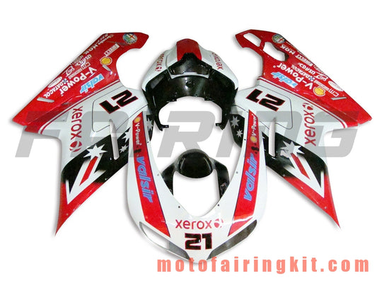 Fairing Kits Fit for 1098 848 1198 2007 2008 2009 2010 2011 2012 Plastic ABS Injection Mold Complete Motorcycle Body Aftermarket Bodywork Frame (Red & White) B006