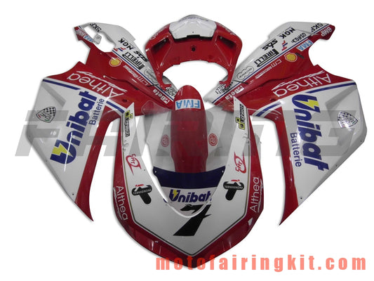 Fairing Kits Fit for 1098 848 1198 2007 2008 2009 2010 2011 2012 Plastic ABS Injection Mold Complete Motorcycle Body Aftermarket Bodywork Frame (Red & White) B007