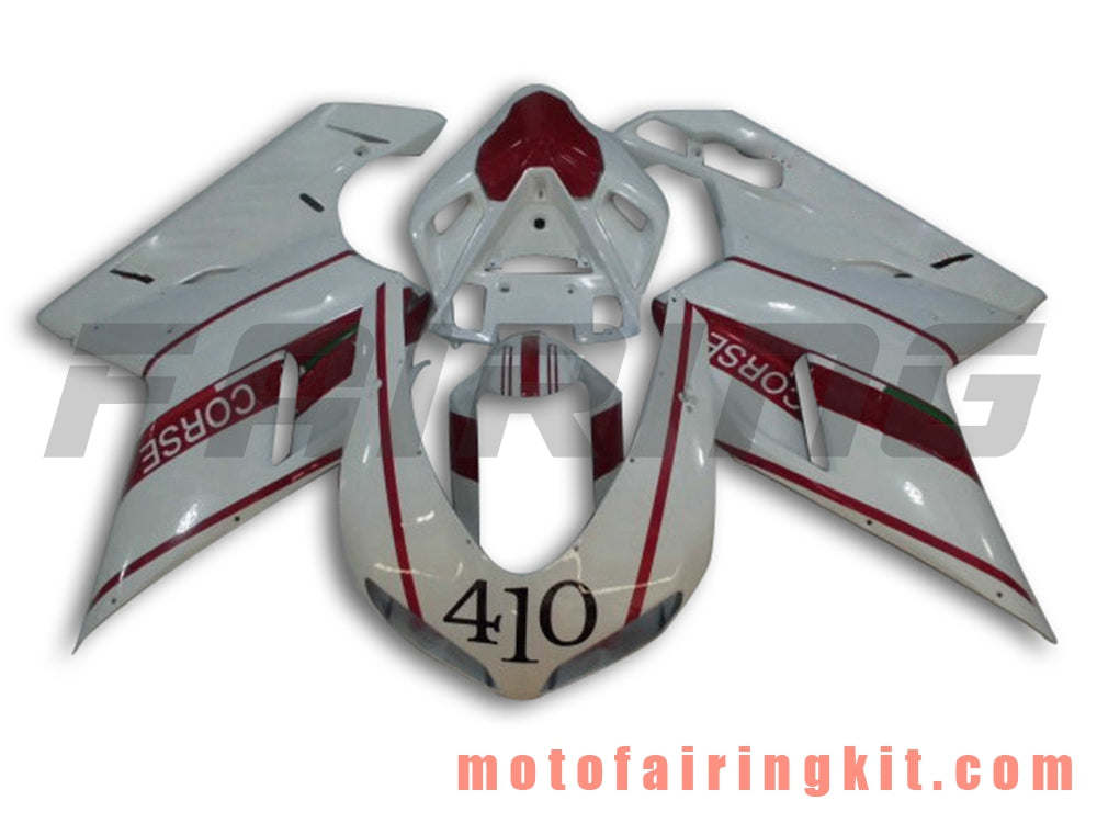 Fairing Kits Fit for 1098 848 1198 2007 2008 2009 2010 2011 2012 Plastic ABS Injection Mold Complete Motorcycle Body Aftermarket Bodywork Frame (White & Red) B009