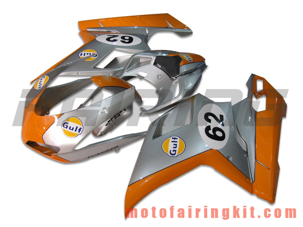 Fairing Kits Fit for 1098 848 1198 2007 2008 2009 2010 2011 2012 Plastic ABS Injection Mold Complete Motorcycle Body Aftermarket Bodywork Frame (Silver & Orange) B010