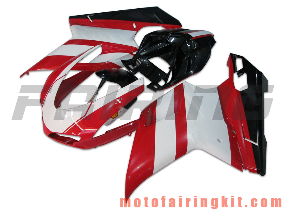 Fairing Kits Fit for 1098 848 1198 2007 2008 2009 2010 2011 2012 Plastic ABS Injection Mold Complete Motorcycle Body Aftermarket Bodywork Frame (White & Red) B011