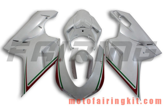 Fairing Kits Fit for 1098 848 1198 2007 2008 2009 2010 2011 2012 Plastic ABS Injection Mold Complete Motorcycle Body Aftermarket Bodywork Frame (White & Red) B012